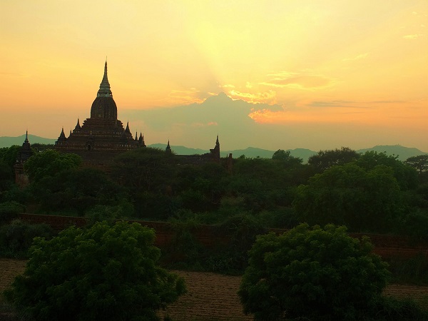 Sunset view from North Guni Temple in Bagan Myanmar