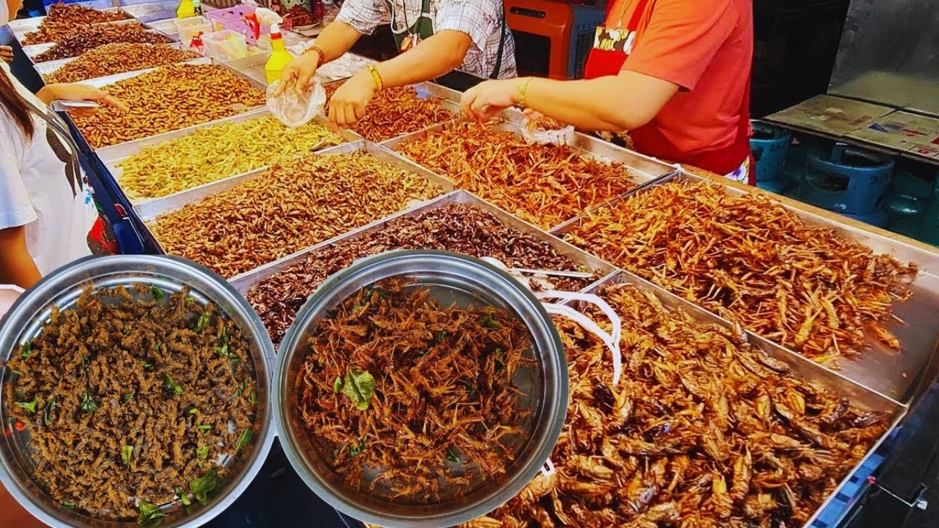 Deep fried cricket in Siem Reap