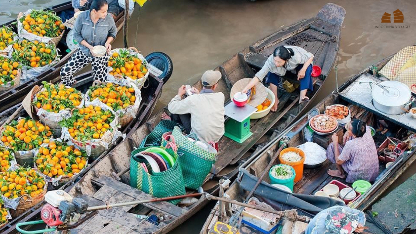 Tranquil Floating Market in Mekong River Cruise Tour