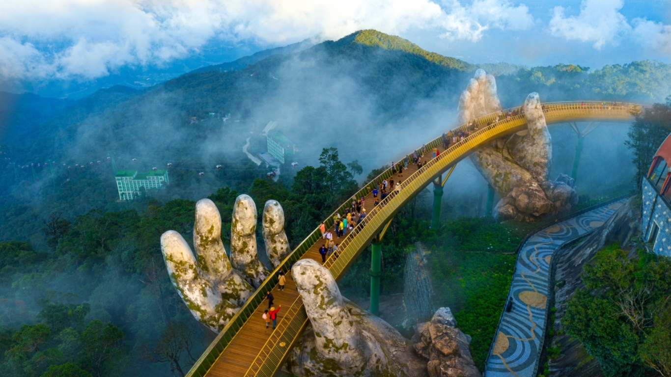 An unique design of Golden Hand Bridge Danang