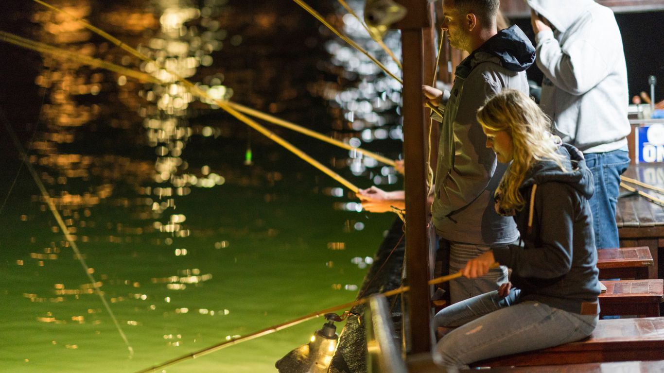 Squid fishing at Halong Bay