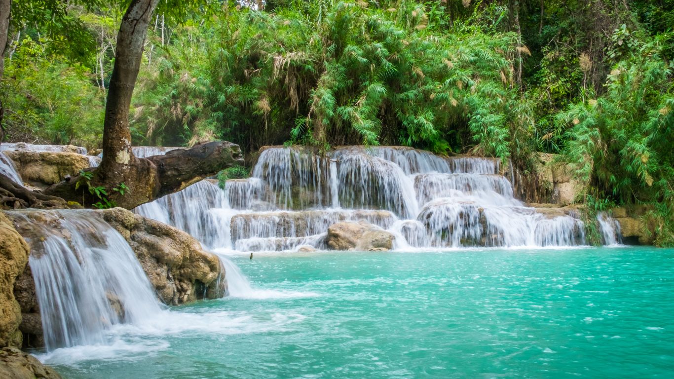 Kuang Si Waterfall in October