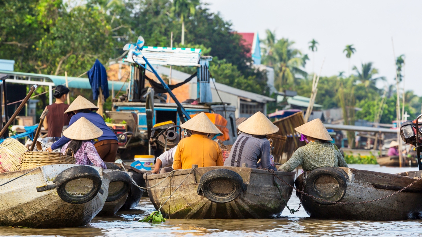 Enjoy waterway in Mekong Delta in the South