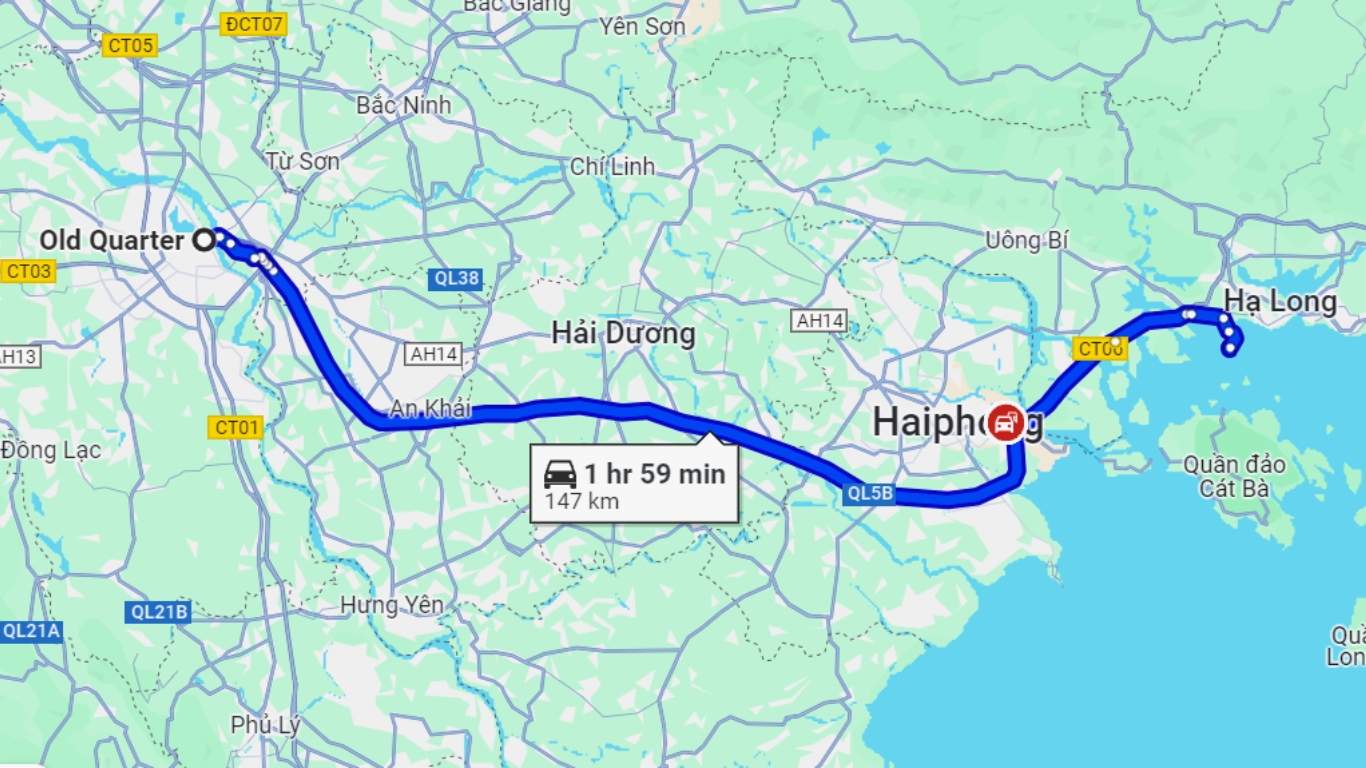 Hanoi to Halong Maps