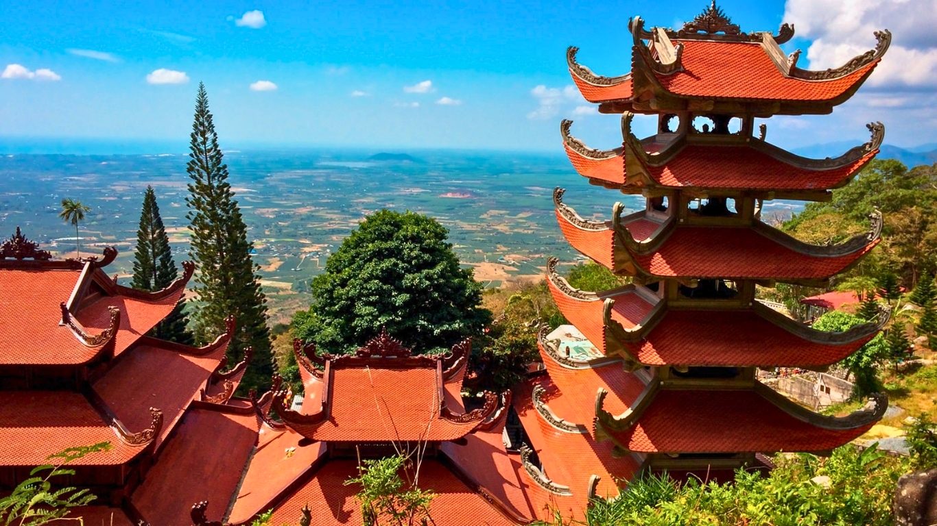 Visit temples on Ta Cu Mountain